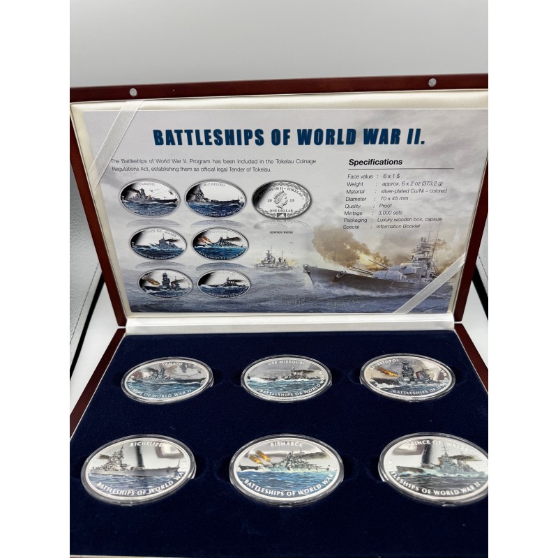 Tokelau - Coffret 6 Monnaies - Navires de guerre 2e guerre mondiale - WWII - 2013 - cuivre argenté