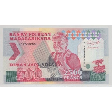 Madagascar - 2500 Francs-500 Ariary - ND 1993 - Neuf