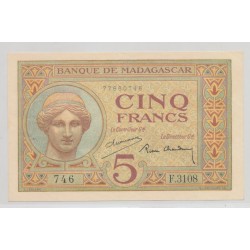 Madagascar - 5 Francs - 1937-1947 - SUP