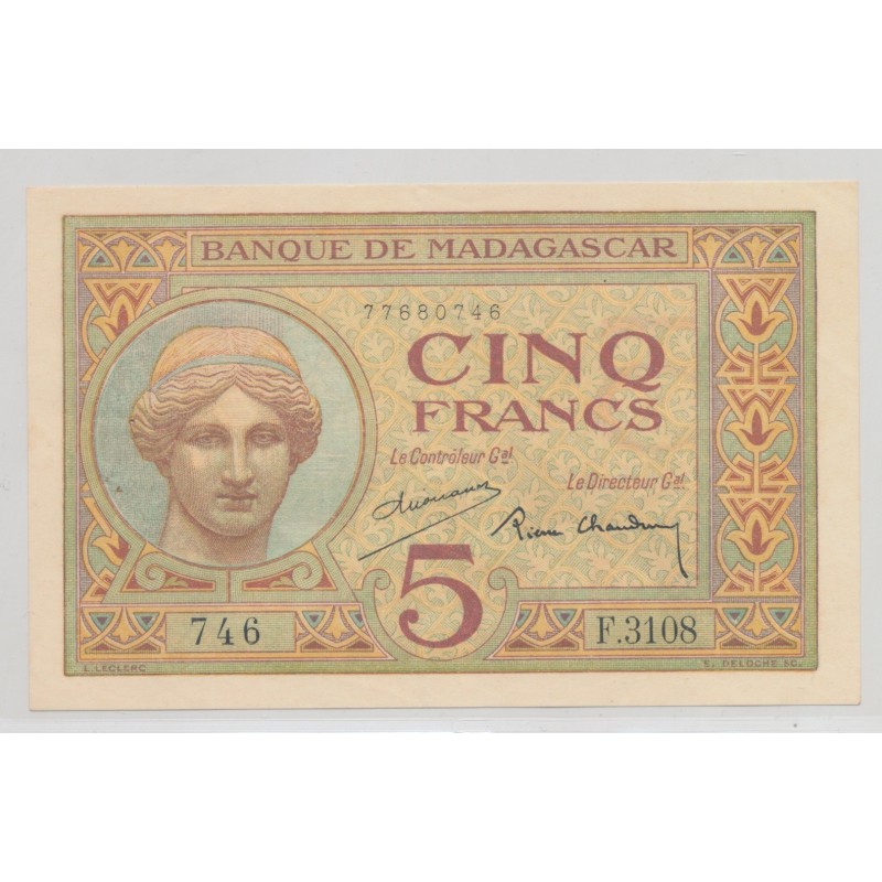 Madagascar - 5 Francs - 1937-1947 - SUP