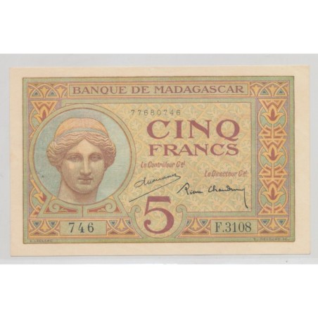 Madagascar - 5 Francs - 1937-1947 - SUP