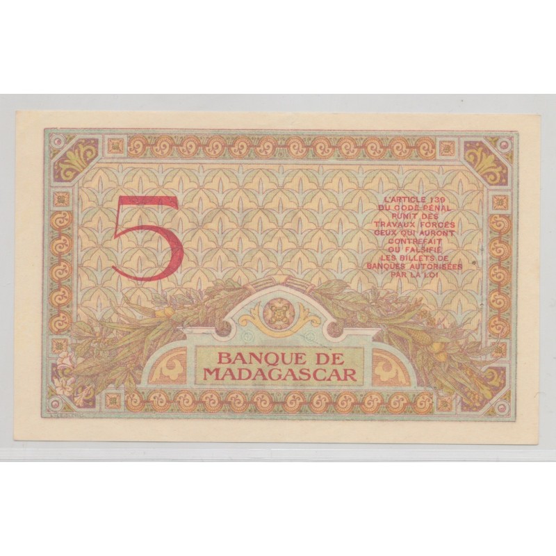 Madagascar - 5 Francs - 1937-1947 - SUP