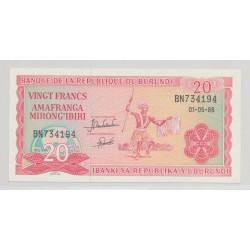 Burundi - 20 Francs - 1.05.1988 - Neuf