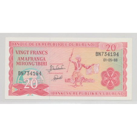 Burundi - 20 Francs - 1.05.1988 - Neuf
