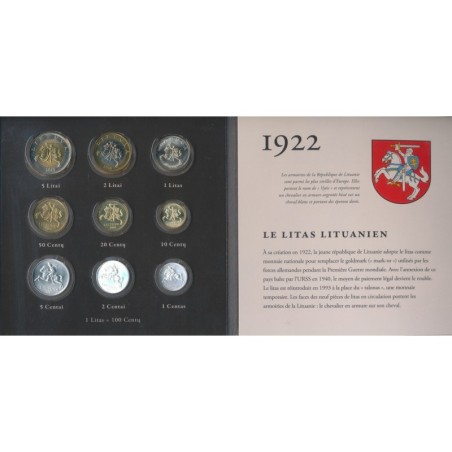 Lituanie - Coffret le Litras et l'euro Lituanien