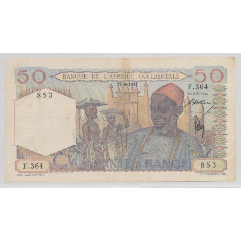 Afrique occidentale - 50 Francs - 27.09.1944 - TB+