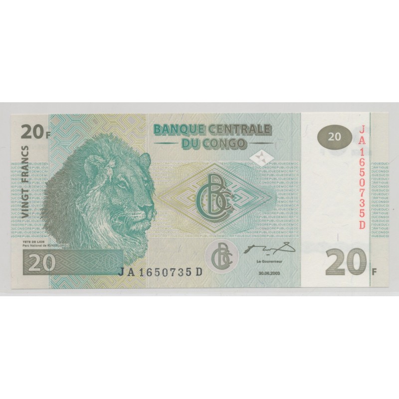Congo - 20 Francs - 30.06.2003 - Neuf