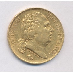 Louis XVIII - 20 Francs Or - 1824 W Lille - TTB+