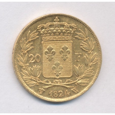 Louis XVIII - 20 Francs Or - 1824 W Lille - TTB+
