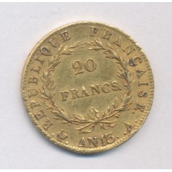 Napoléon empereur - 20 Francs - AN 13 A Paris - TTB 2
