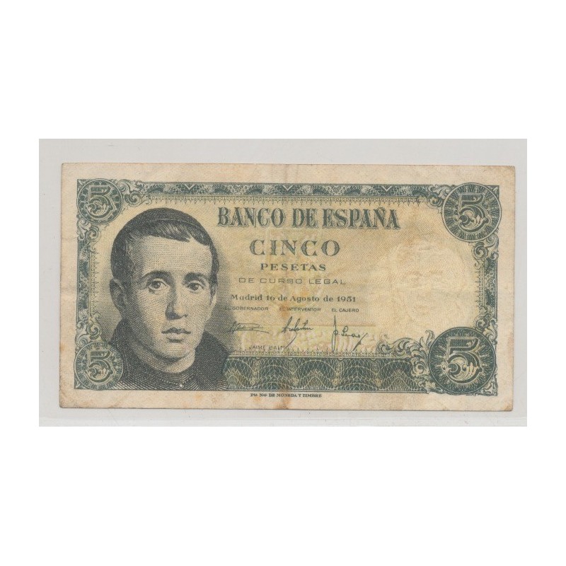 Espagne - 5 Pesetas 1951 - TTB