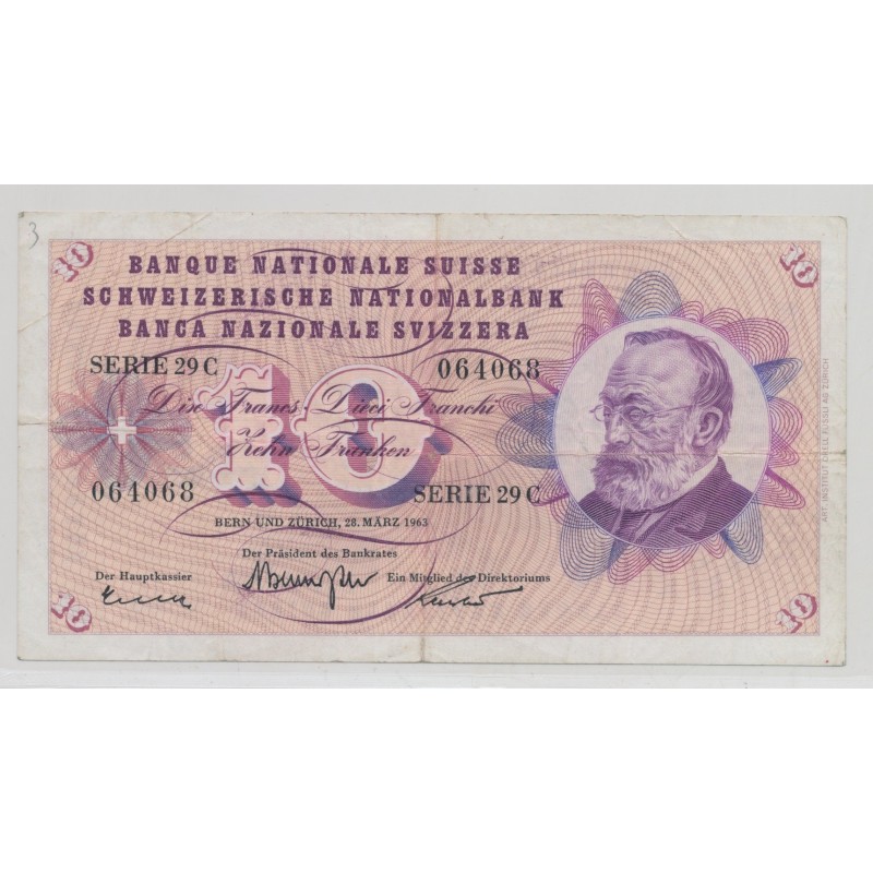 Suisse - 10 Francs 1963 - Série 29C - TTB