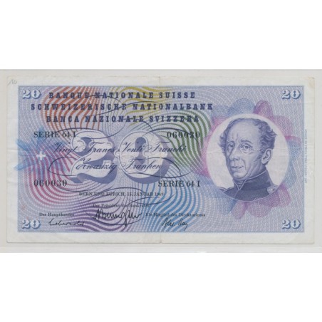 Suisse - 20 Francs 1969 - Série 64I - TTB