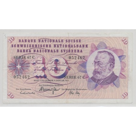 Suisse - 10 Francs 1970 - Série 67C - TTB