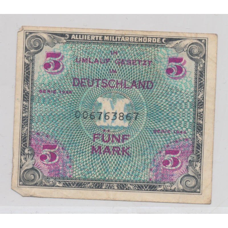 Allemagne - 5 Mark 1944 - TB+