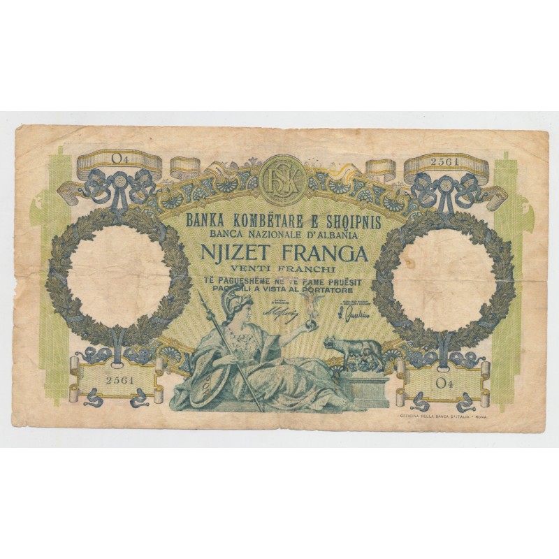 Albanie - 20 Franga-20 Franchi - 1945 - TB