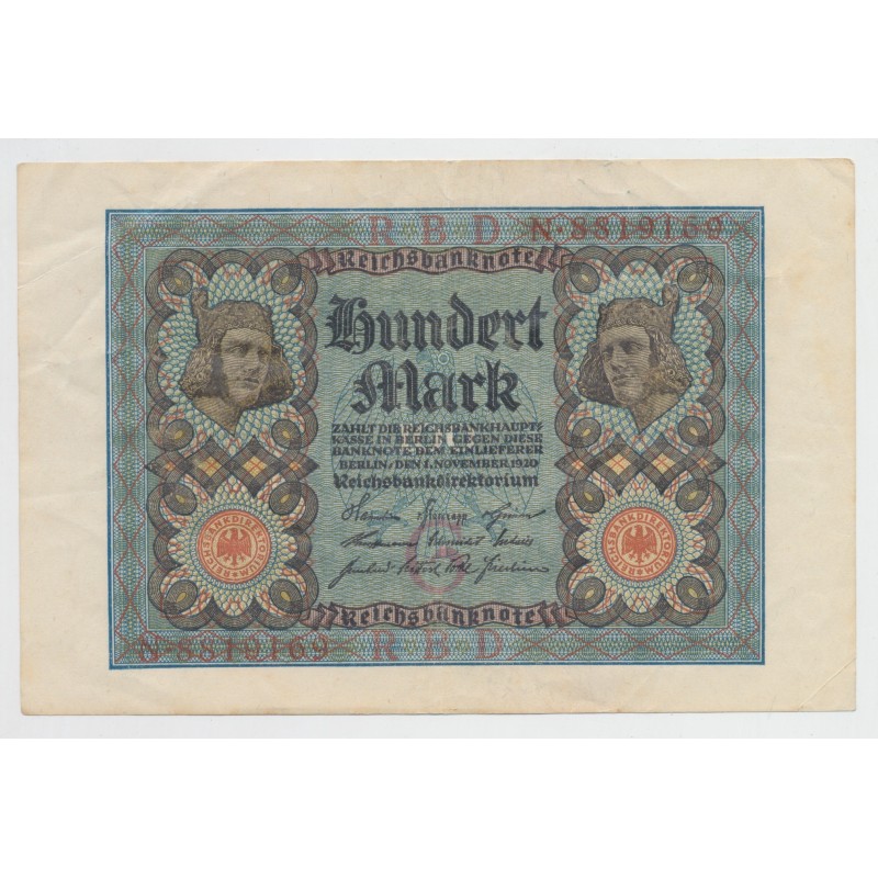 Allemagne - 100 Mark 1920 - TTB