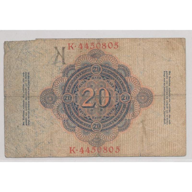 Allemagne - 20 Mark 1914 - B/TB