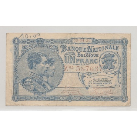 Belgique - 1 Franc - 30.04.1920 - TB+