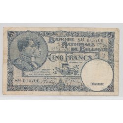 Belgique - 5 Francs - 7.03.1938 - TTB
