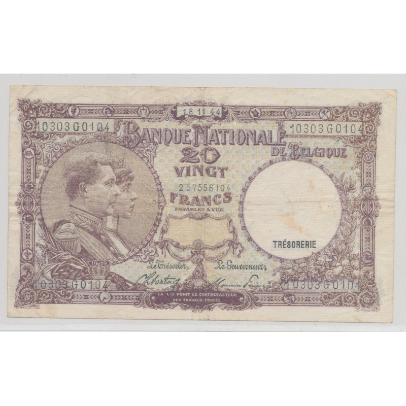 Belgique - 20 Francs - 18.11.1944 - TTB
