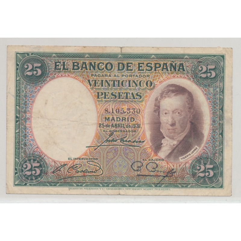 Espagne - 25 Pesetas 1931 - TB+