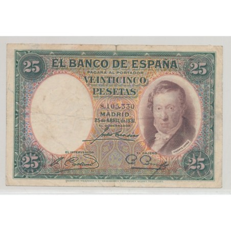 Espagne - 25 Pesetas 1931 - TB+