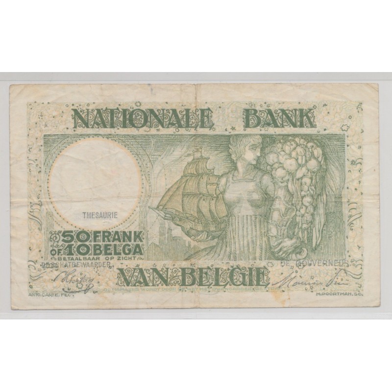 Belgique - 50 Francs-10 Belgas - 28.12.1944 - TTB