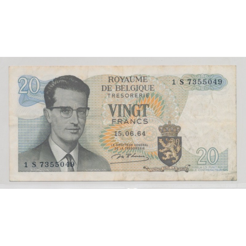 Belgique - 20 Francs - 15.06.1964 - TTB