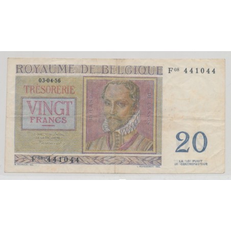 Belgique - 20 Francs - 3.04.1956 - TTB