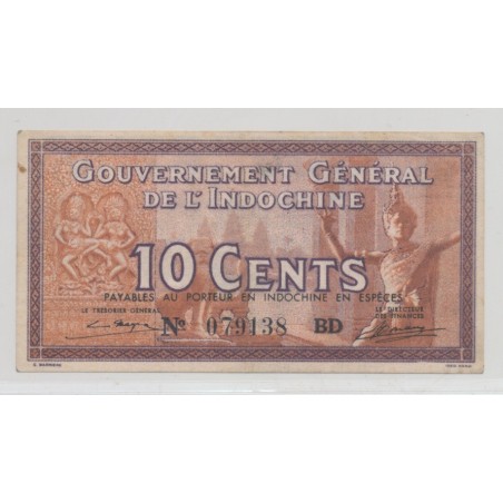 Indochine - 10 Cents - ND 1939 - TTB+
