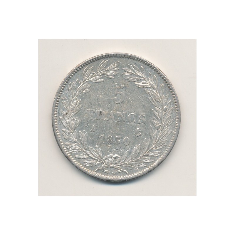 5 Francs Louis Philippe sans le I - 1830 A Paris - Tranche en creux