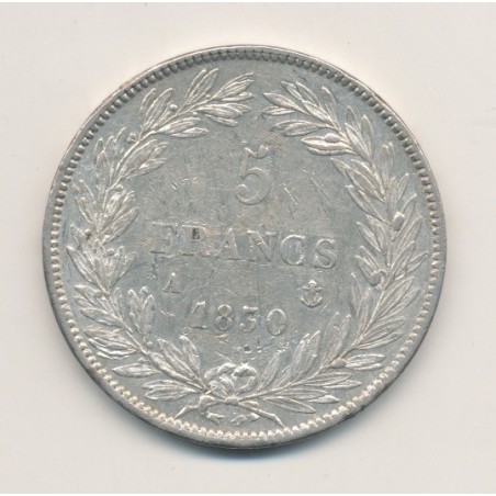 5 Francs Louis Philippe sans le I - 1830 A Paris - Tranche en creux