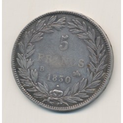 5 Francs Louis Philippe sans le I - 1830 B Rouen - Tranche en creux 2