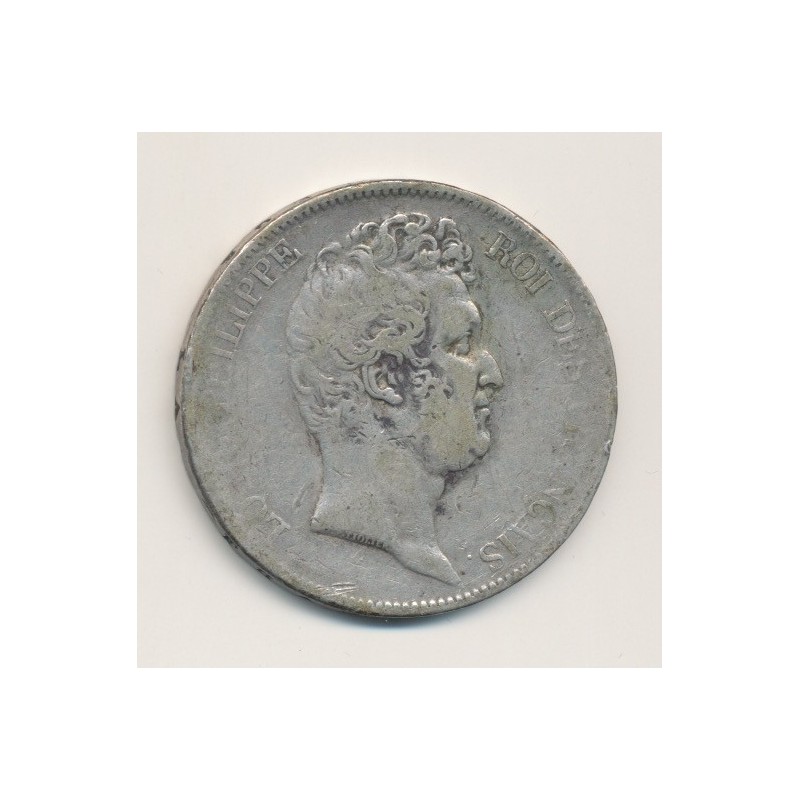 5 Francs Louis Philippe sans le I - 1830 D Lyon - Tranche en creux