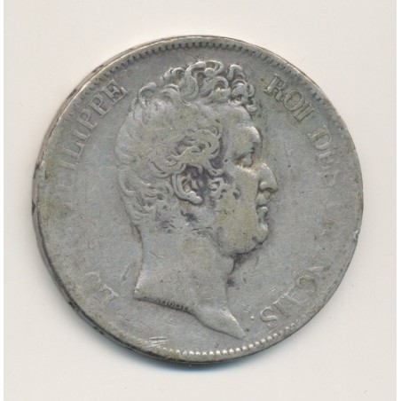 5 Francs Louis Philippe sans le I - 1830 D Lyon - Tranche en creux