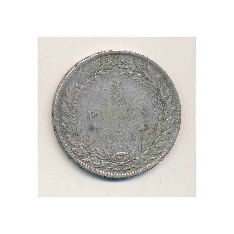 5 Francs Louis Philippe sans le I - 1830 D Lyon - Tranche en creux