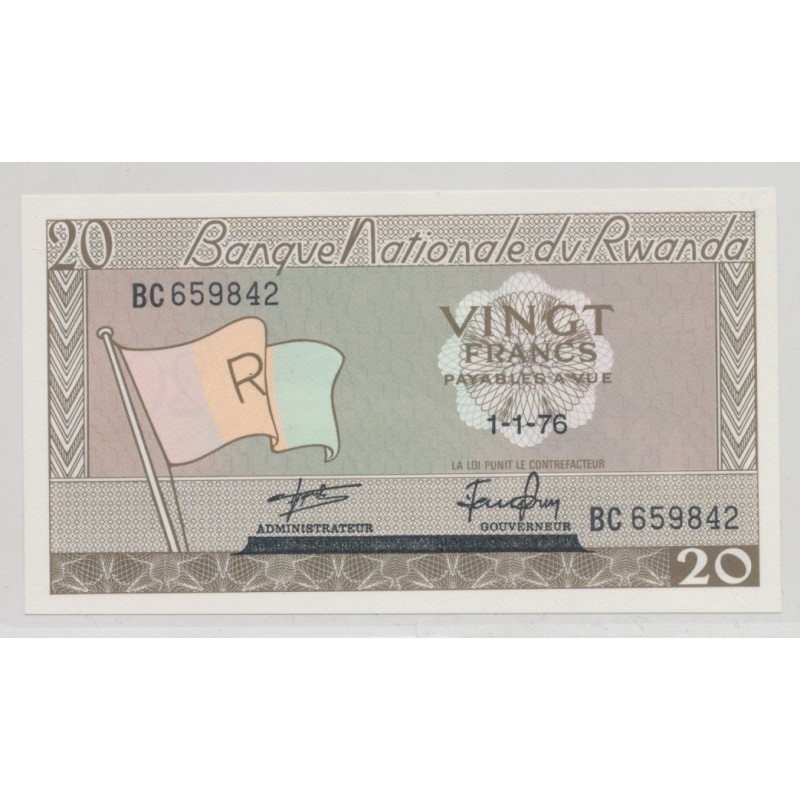 Rwanda - 20 Francs - 1.01.1976 - Neuf