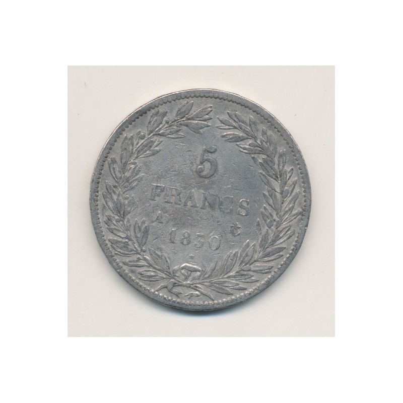 5 Francs Louis Philippe sans le I - 1830 A Paris - Tranche en relief
