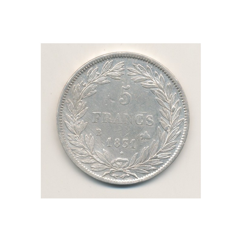 5 Francs Louis Philippe I - 1831 B Rouen - Tranche en creux