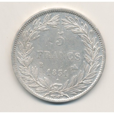 5 Francs Louis Philippe I - 1831 B Rouen - Tranche en creux