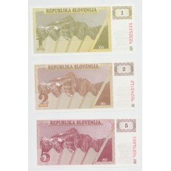 Slovénie - Série 3 billets - 1,2,5 Tolar 1990 - Neuf 2