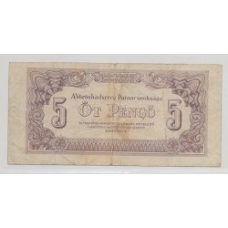Hongrie - 5 Pengo 1944 - sous occupation Russe - TB