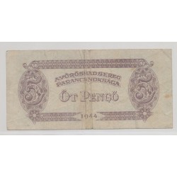 Hongrie - 5 Pengo 1944 - sous occupation Russe - TB 2