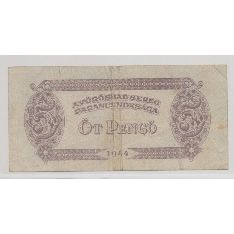 Hongrie - 5 Pengo 1944 - sous occupation Russe - TB