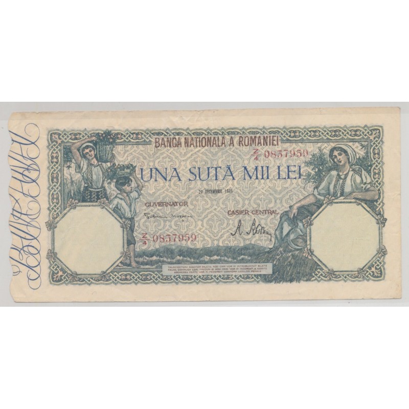 Roumanie - 100000 lei - 20.12.1946 - TTB+