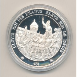 Médaille - Clovis Roi des Francs éleve sur le pavois - 481 - argent - FDC