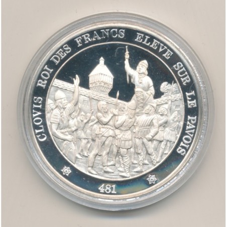 Médaille - Clovis Roi des Francs éleve sur le pavois - 481 - argent - FDC