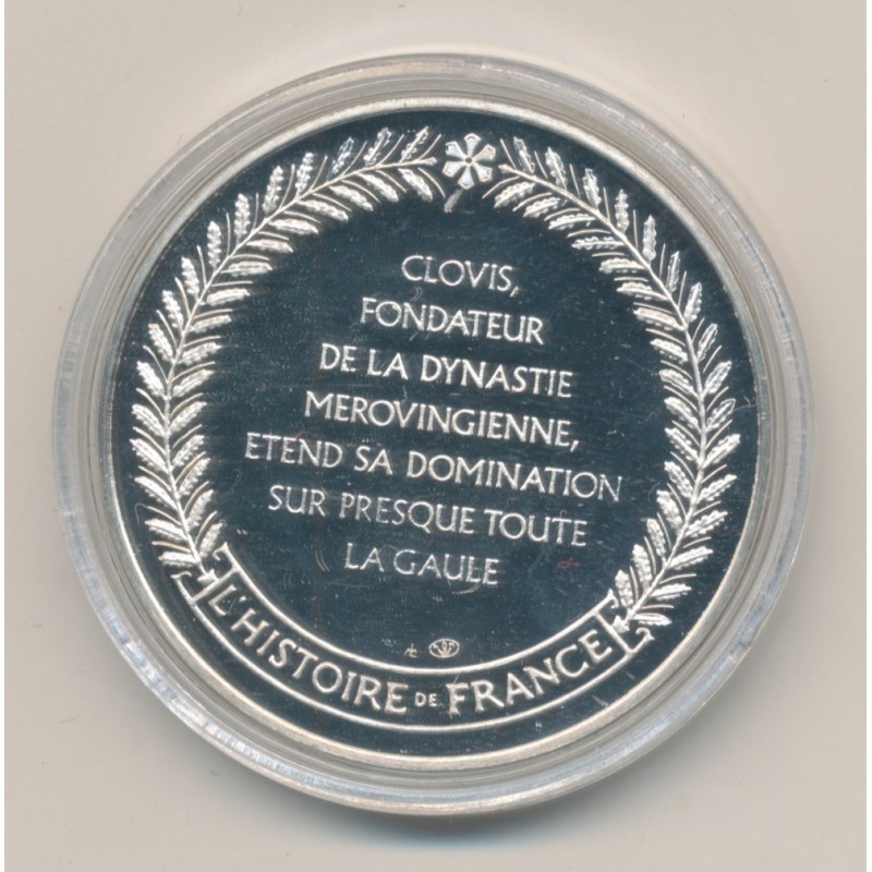 Médaille - Clovis Roi des Francs éleve sur le pavois - 481 - argent - FDC