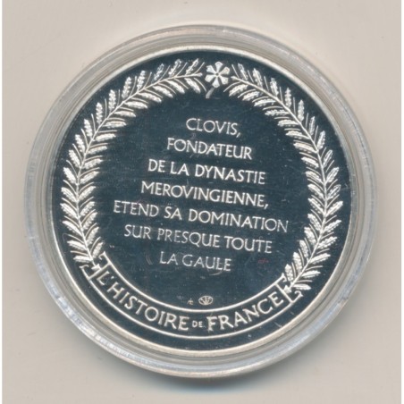 Médaille - Clovis Roi des Francs éleve sur le pavois - 481 - argent - FDC